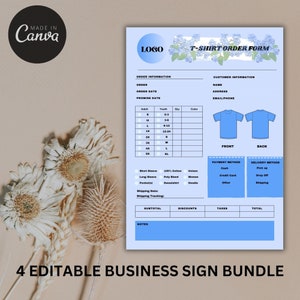 4 Order Form Bundle Editable Invoice Order Form Tshirt Order Form Small Business Forms Hoodie Order Form