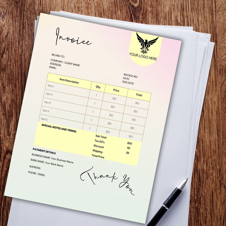 Invoice Template Receipt Template Business Template Printable Invoice ...