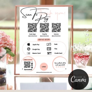 Scan To Pay Sign Modèle Scan To Pay Merci Scan To Pay Scan To Pay Carte Code QR Signe Business Sign Pour Petite Entreprise Cash App Paypal