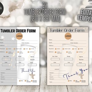 Modulo d'ordine del bicchiere Foglio d'ordine del bicchiere Foglio di lavoro del bicchiere Tumbler Business Modulo d'ordine di artigianato Modulo d'ordine della tazza Tracker di vendita del bicchiere Canva