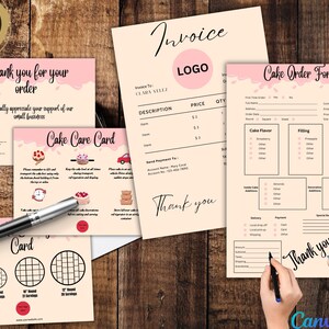 Cake Message Form Cake Care Cards Bundle Cake Order Form Cake Invoice Cake Care Guide ...