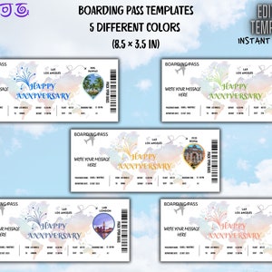5 Happy Anniversary Boarding Pass Anniversary Printables Wedding Anniversary Gift Travel Gift Husband Travel Gift Wife Custom Trip Voucher