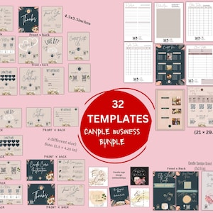 Editable Candle Business Bundle Candle Care Card Thank You Card Gift Certificate Loyalty Card Candle Invoice Order Tracker Scan To Pay Price