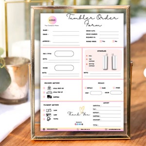 Editable Tumbler Order Form Template Custom Tumbler Order Form Printable Tumbler Order Form Craft Order Business Form Fillable Tumbler Form