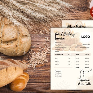 Bearbeitbare Bäckerei-Rechnungsvorlage Backrechnung Kuchenrechnungsform Kuchengeschäft Cupcake-Rechnung Kuchenbestellungsrechnung Kleine Geschäftsrechnung