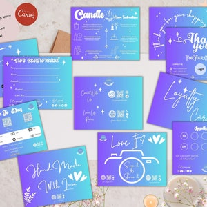 Candle Small Bundle Candle Care Card Template Gift Certificate Thank You Card Loyalty Card Scan To Pay Candle Care Guide Candle Branding