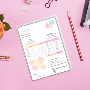 Balloon Invoice Template Receipt Template Business Template Printable Invoice Editable Invoice Canva Invoice Invoice Templates