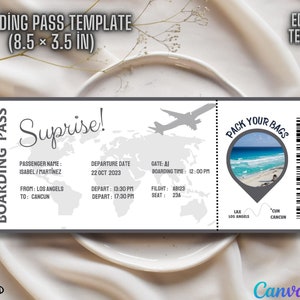 Custom Pass Tickets Editable Boarding Pass Template Printable Personalized Airline Ticket ...