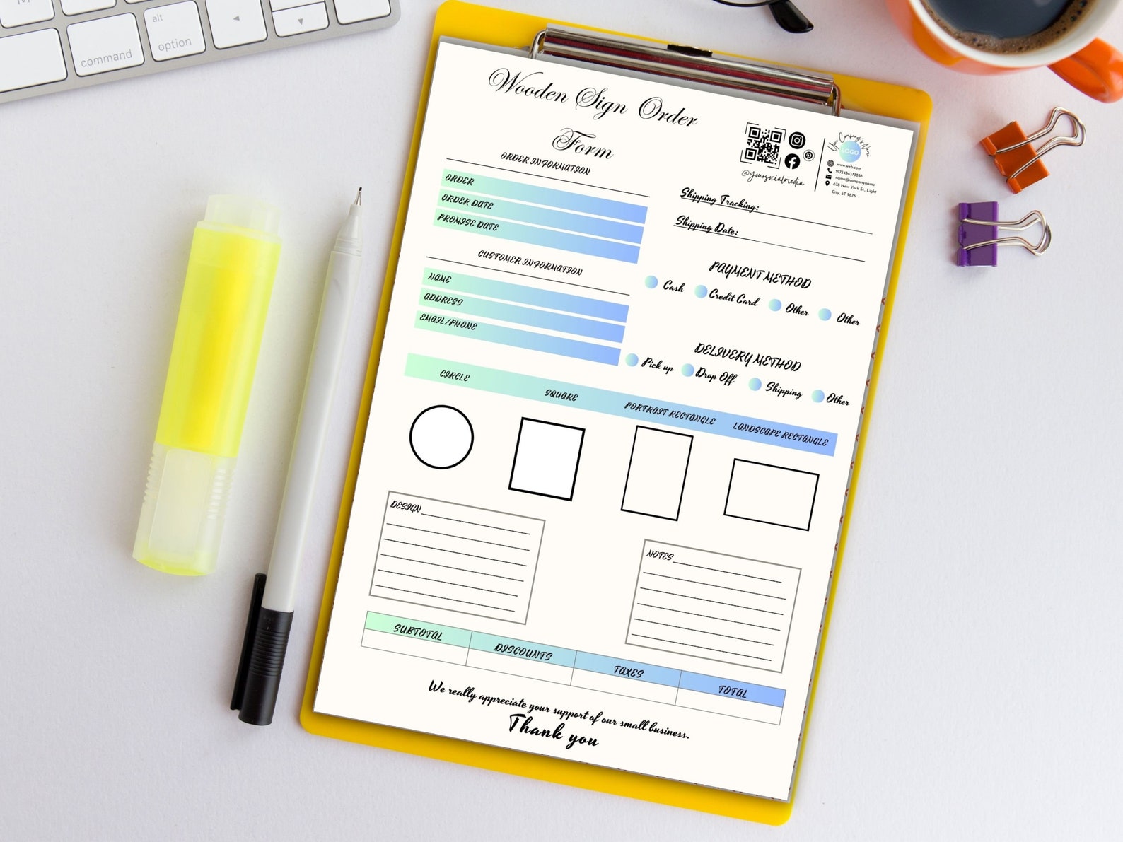 Wooden Sign Order Form Template Printable Craft Sign Order Form ...