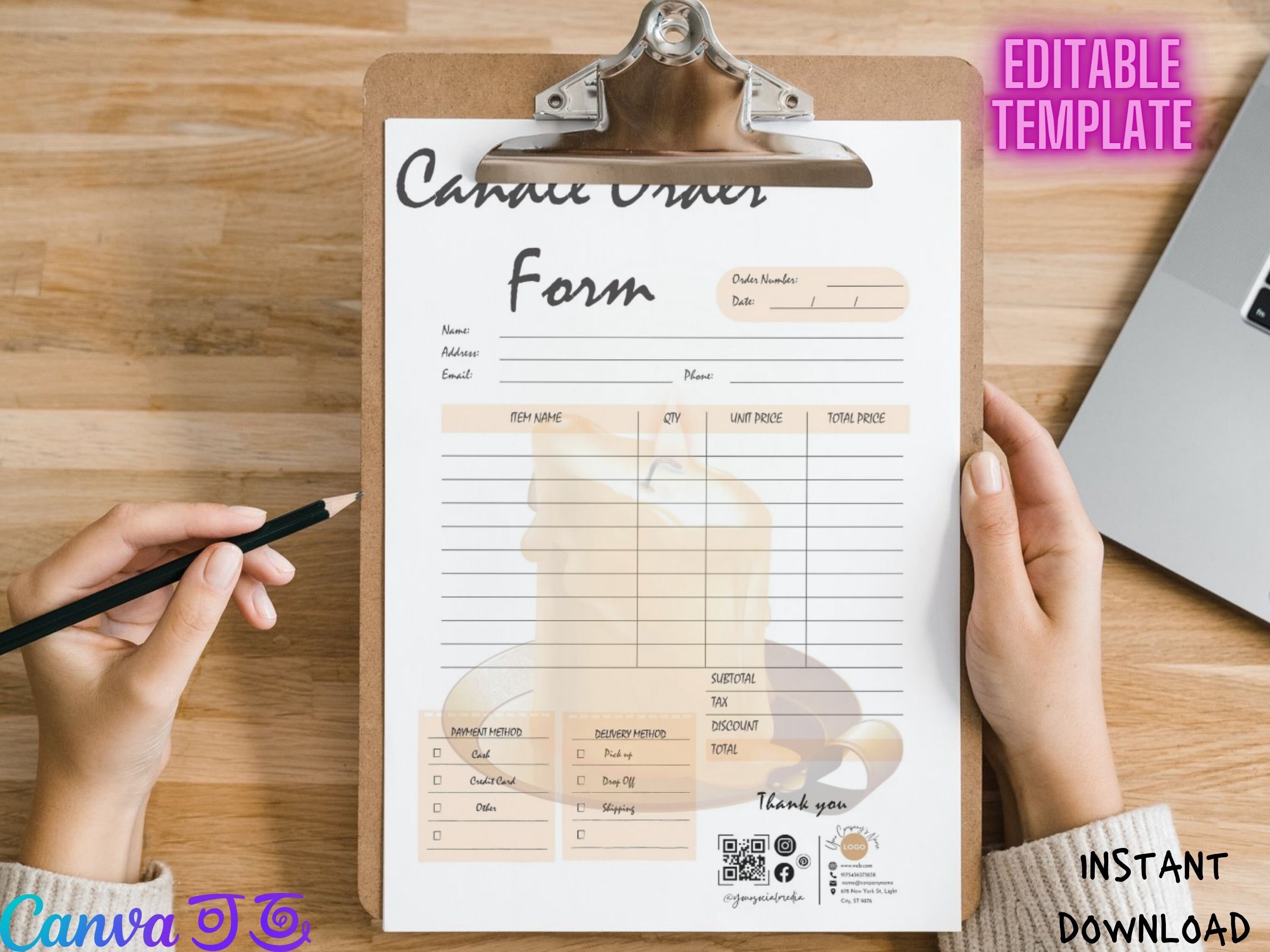 Editable Candle Order Form Canva Template Printable Candle Invoice ...