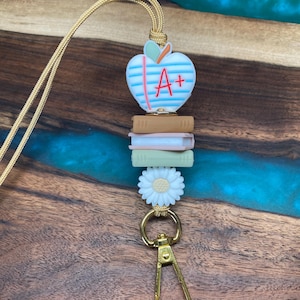 Teacher Lanyard, Lanyard Beaded, Cute Breakaway Lanyard, Lanyard Stacked Book, Teacher Appreciation Gift, Boho Lanyard