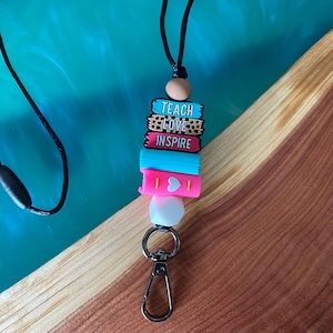 Teacher Lanyard, Lanyard Beaded, Cute Breakaway Lanyard, Lanyard Stacked Book, Teacher Appreciation Gift, Boho Lanyard