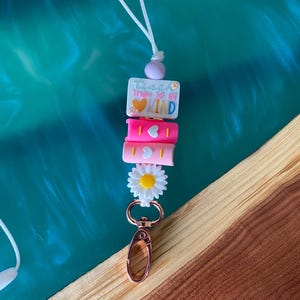 Teacher Lanyard, Lanyard Beaded, Cute Breakaway Lanyard, Lanyard Stacked Book, Teacher Appreciation Gift, Boho Lanyard
