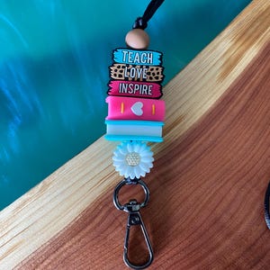 Teacher Lanyard, Lanyard Beaded, Cute Breakaway Lanyard, Lanyard Stacked Book, Teacher Appreciation Gift, Boho Lanyard
