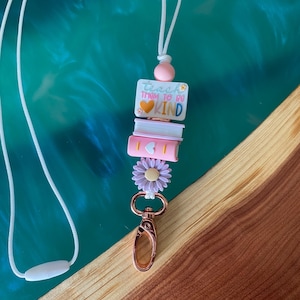 Teacher Lanyard, Lanyard Beaded, Cute Breakaway Lanyard, Lanyard Stacked Book, Teacher Appreciation Gift, Boho Lanyard