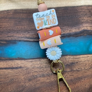 Teacher Lanyard, Lanyard Beaded, Cute Breakaway Lanyard, Lanyard Stacked Book, Teacher Appreciation Gift, Boho Lanyard