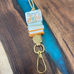 Teacher Lanyard, Lanyard Beaded, Cute Breakaway Lanyard, Lanyard Stacked Book, Teacher Appreciation Gift, Boho Lanyard