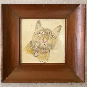 Vintage, watercolor, painting of a cat, perfect cat owners gift