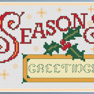 Schema punto croce biglietto di Natale - Auguri di buone feste - Artigianato fai da te per le feste