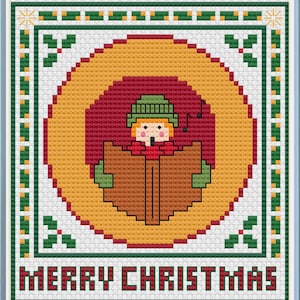 Christmas Card Cross-Stitch Pattern - Festive Design Carol Singers - DIY Holiday Craft