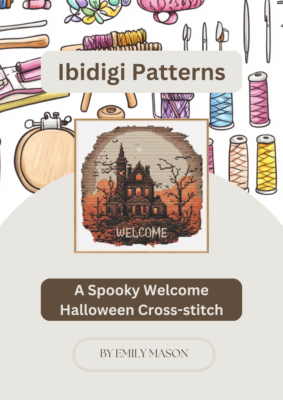 Spooky Haunted House Cross Stitch Pattern – Welcome Sign Halloween ...