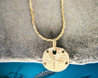 Beautiful 14k Gold Filled Sand Dollar pendant  chain necklace.