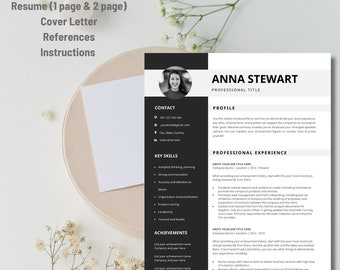 Clean Modern Resume Template 4 Page CV Template Cover Letter References ...