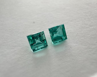 Stunning Emerald Square Pair | Zambian Emerald | 100% Natural | Lustrous Vivid Green | For Making Jewelry | May Birthstone |