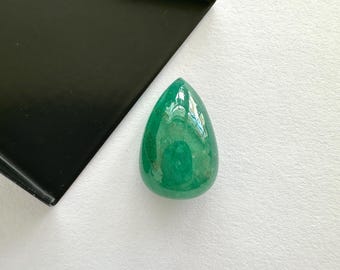 AAA Natural Emerald Pear Cabochon | Zambian Emerald | Vibrant Green | 100% Natural | May Birthstone |