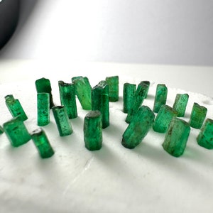 AAA Long Emerald Crystal  | Emerald Pencil | Raw Emerald Sticks | 100% Natural | Emerald Rough | May Birthstone | 5-7 MM |