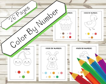 Color By Number Kids Printable, Learning Activity (Digital Download)
