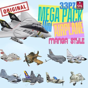 Mega Pack Airplane 33pcs - 3D Printing STL Files Collection - Cartoon Comic Manga Style Airplanes