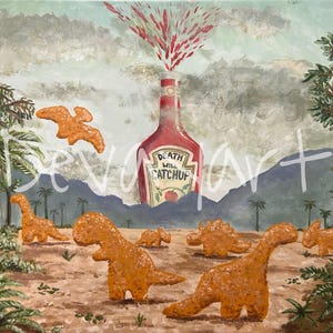 Dino Nuggets Ketchup Paper Print