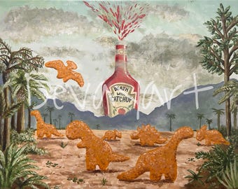 Dino Nuggets Ketchup Paper Print