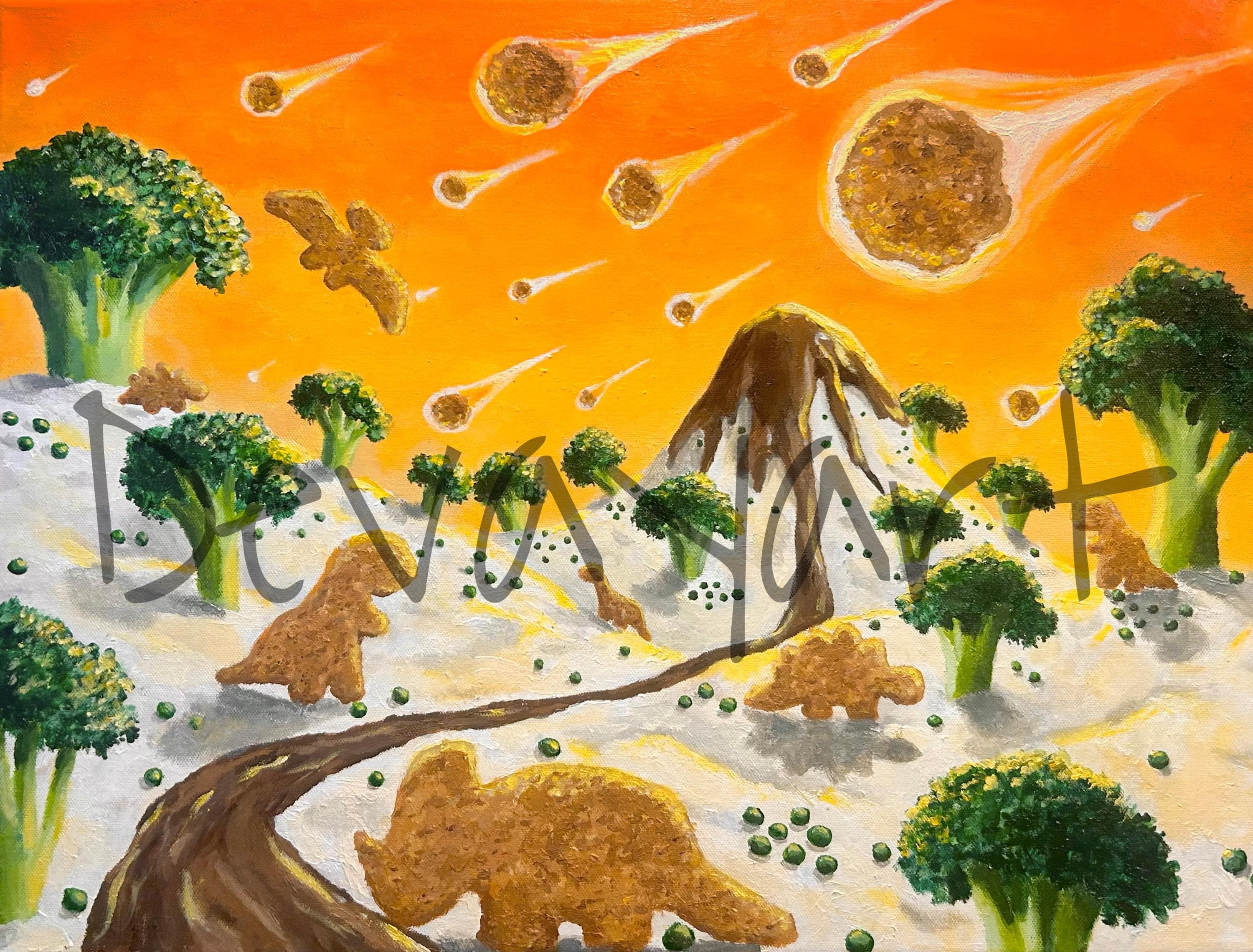 Dino Nuggets Broccoli Paper Print - Etsy