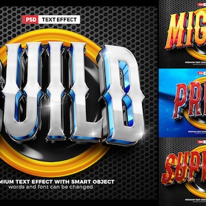 Esport Team 3D Text Effect Logo Template. Photoshop Template