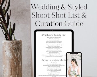 Wedding Photographer Shot List, Customizable Template, Editable Template, Styled Shoot Shot List, Wedding, Shot List, Family Shot List