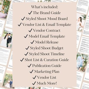 Wedding Photographer Styled Shoot Bundle, Styled Shoot Guide, Email Templates, Mood Board, Styled Shoot Shot List image 2