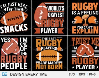 Rugby Typography Design Bundle, American Football Typography Bundle Design, Sports Typography For Rugby Lover