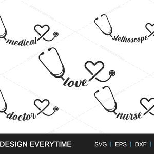 Stethoscope Heart SVG Bundle, Medical Tools bundle,  Doctor, Nurse, Health, illustration, Clip Art, medical illustration, Typography