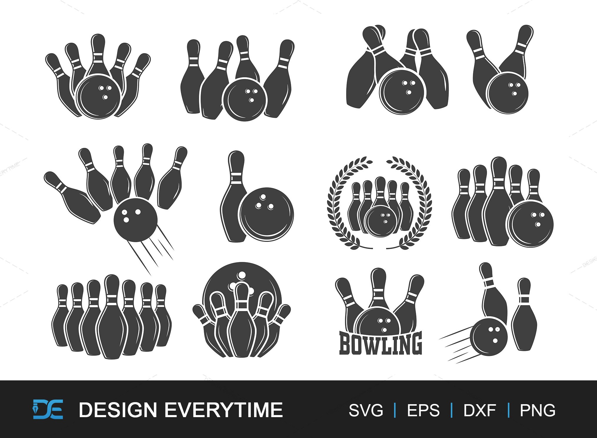Bowling Silhouette SVG Bundle Bowling Vector Bowling - Etsy