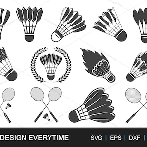 Badminton Vector Bundle SVG, Racket Silhouette, Badminton illustration, Badminton elements, Outline, Sports elements, Badminton  Bal