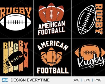 Rugby Typography Design Bundle, American Football Typography Bundle Design, Sports Typography For Rugby Lover