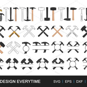 Hammer Clipart SVG Bundle, Hammer illustration Bundle, Carpenter Vector SVG, Mechanic Clipart Bundle, Hammer silhouette, Hammer monogram