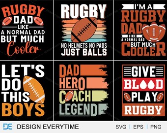 Rugby Typography Design Bundle, American Football Typography Bundle Design, Sports Typography For Rugby Lover