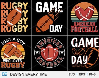 Rugby Typography Design Bundle, American Football Typography Bundle Design, Sports Typography For Rugby Lover