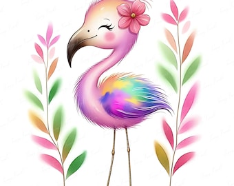 Pink Flamingo Clipart: Tropisches Kinderzimmer Bild (digitaler Download)