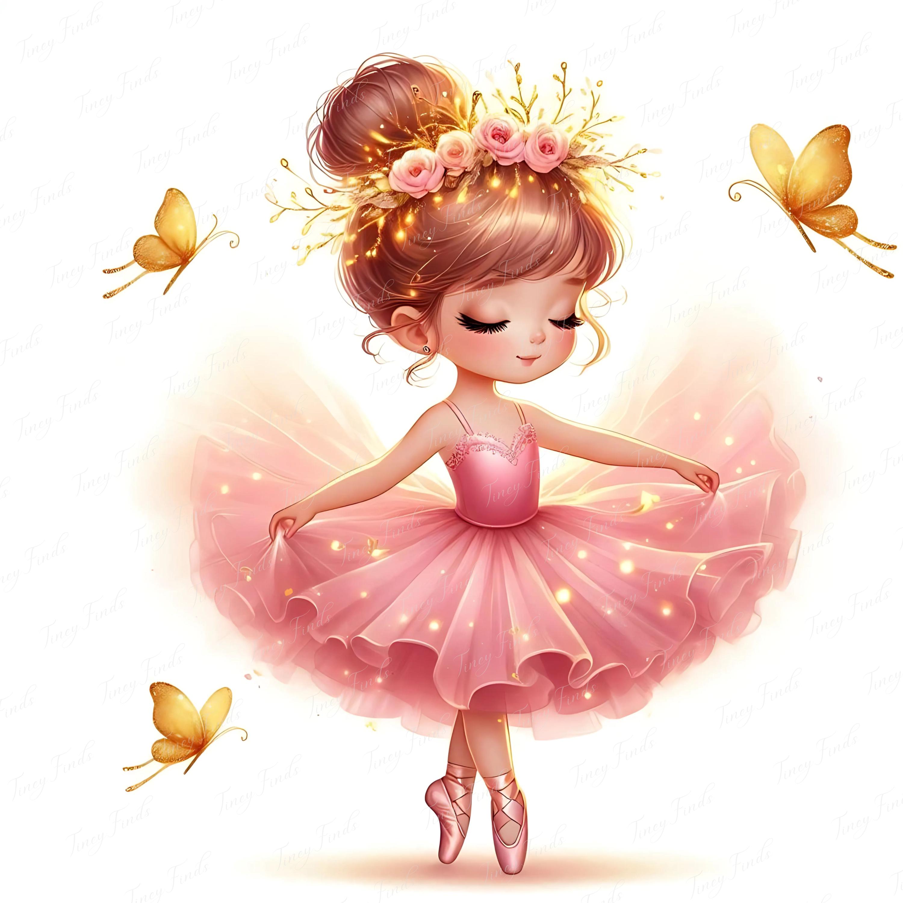 Ballet Girl Clipart Bundle: Pink Tutu Ballerina, Butterfly Fairy (JPEG  Digital Download) - Etsy, image size:3000x3000