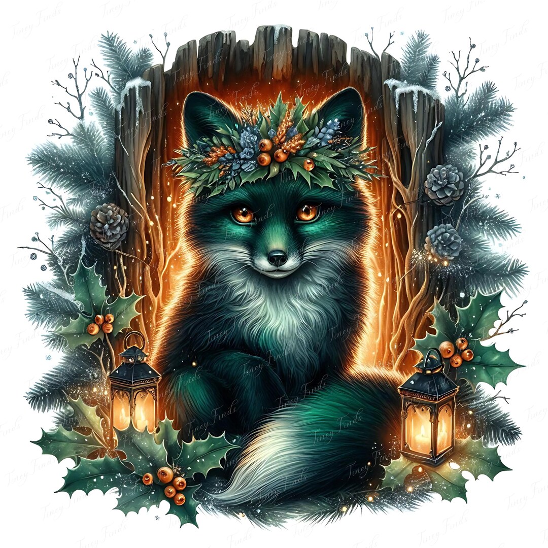 Christmas Fox Clipart Bundle: Winter Woodland Scene (digital Download ...