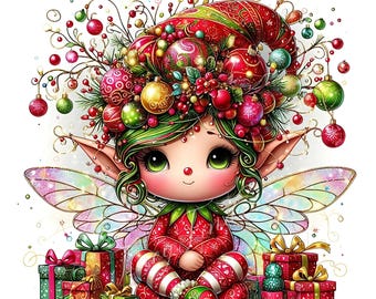 Christmas Elf Clipart: Festive Gnome Art, Holiday Ornaments (JPEG, Digital Download)